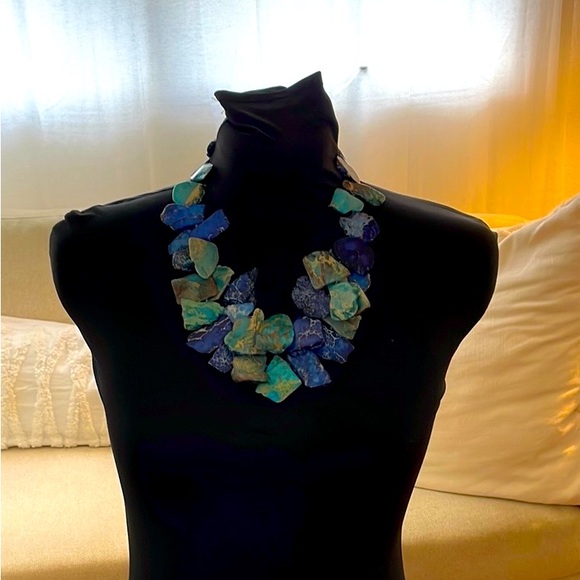 Statement necklace. 21.5” adjustable stone necklace for men or women. - Picture 3 of 5